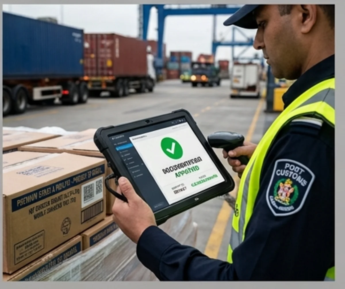 SFDA Customs Inspector Digital Verification on Rugged Tablet