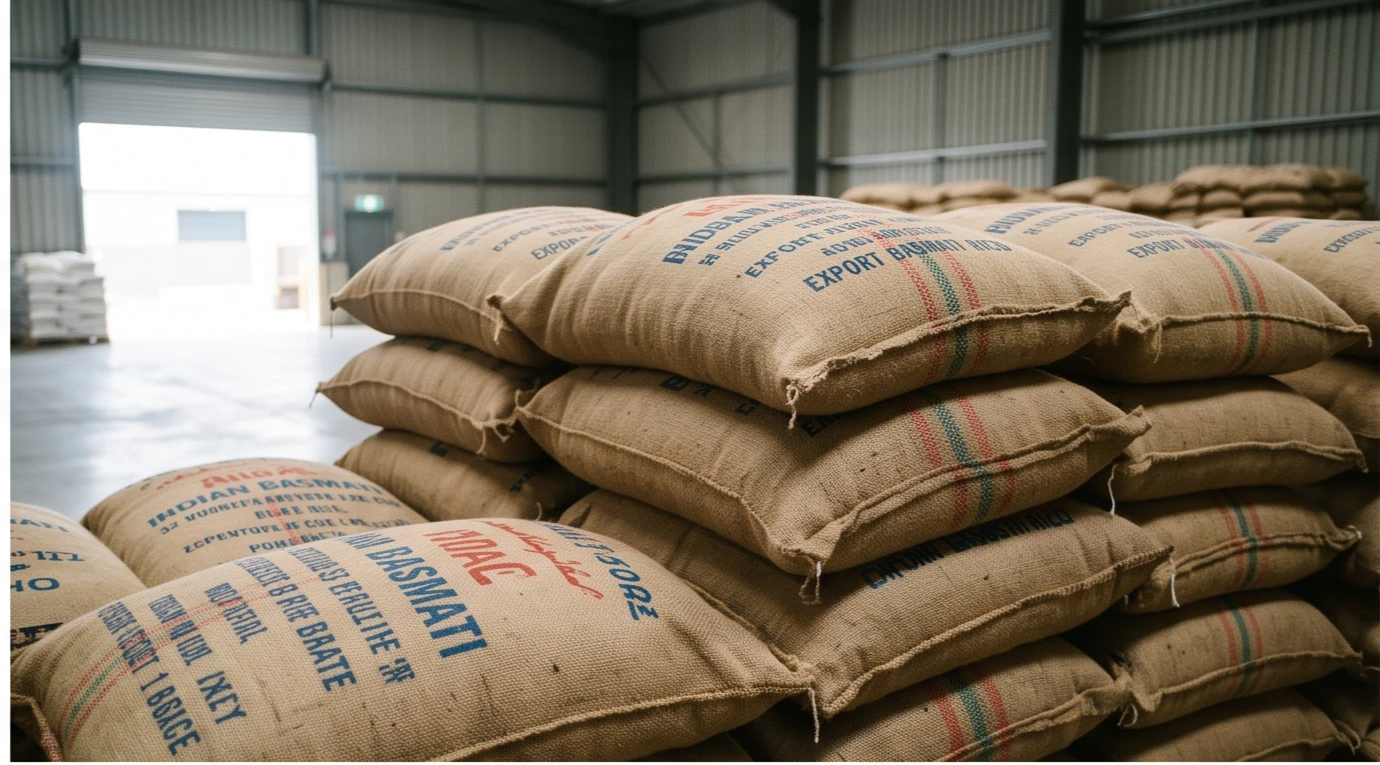 Indian Basmati Rice in Warehouse